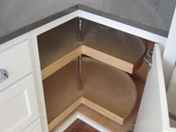 Corner cabinets with two lazy susans